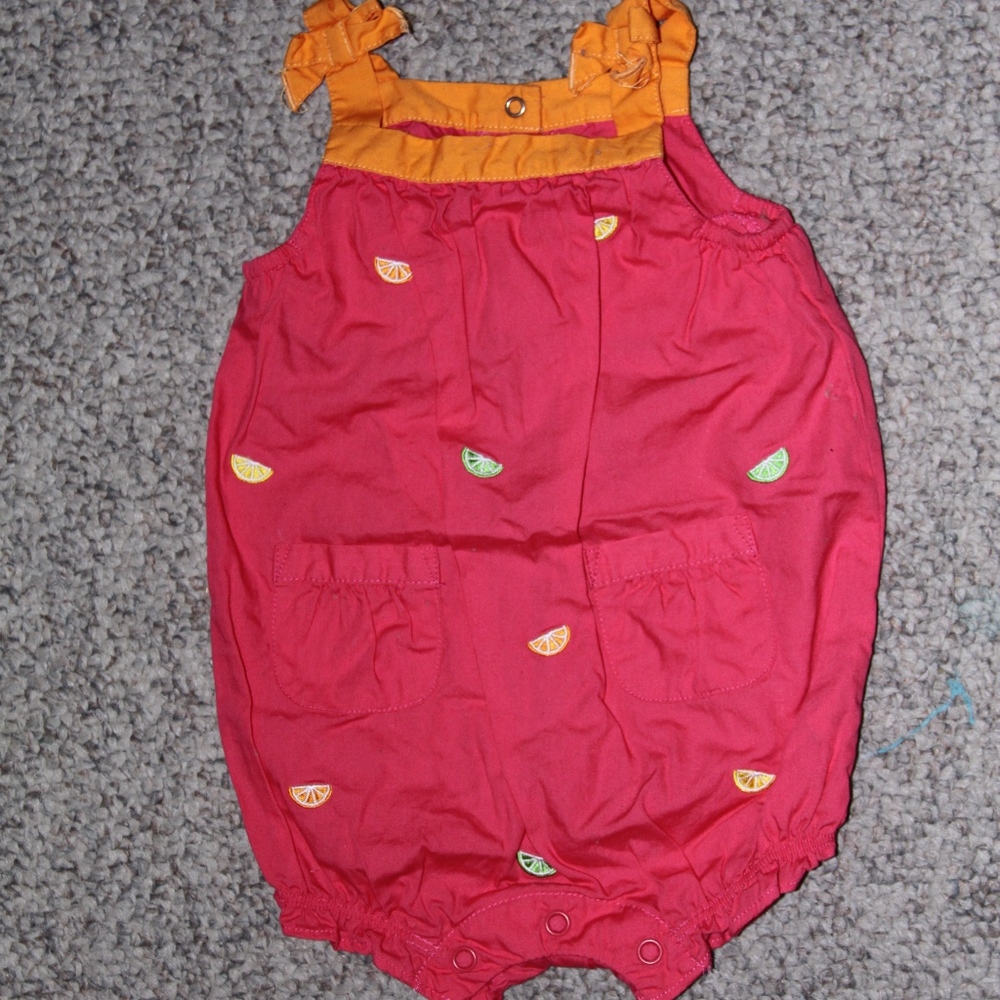 Carter's Pink Onesie/Romper with Fruit Embroidery